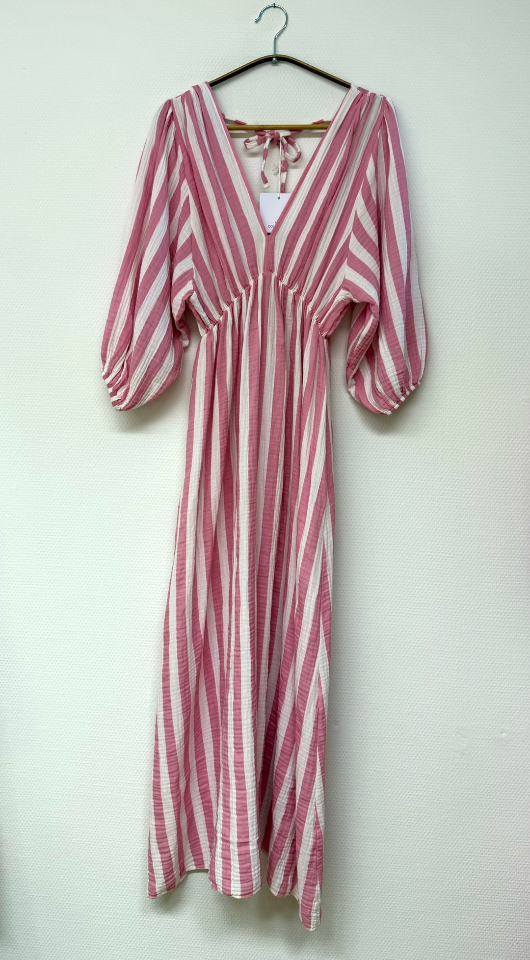 Maxikleid "STRIPES" rosa-weiß - Musselin