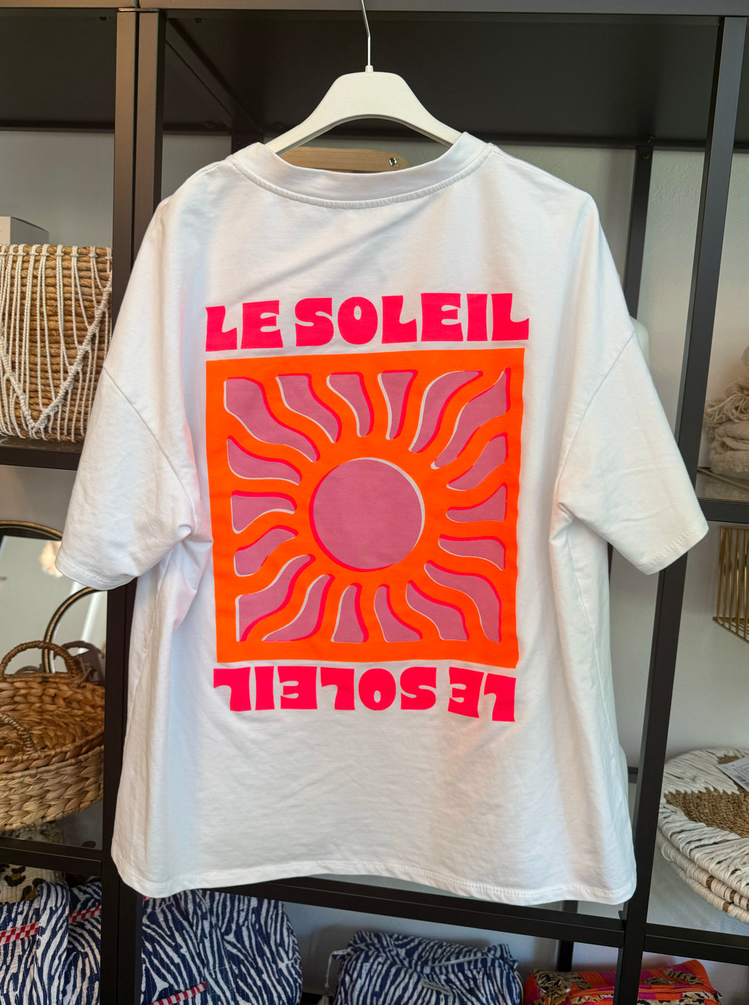 T-Shirt "Le Soleil" - weiß mit Neonprints