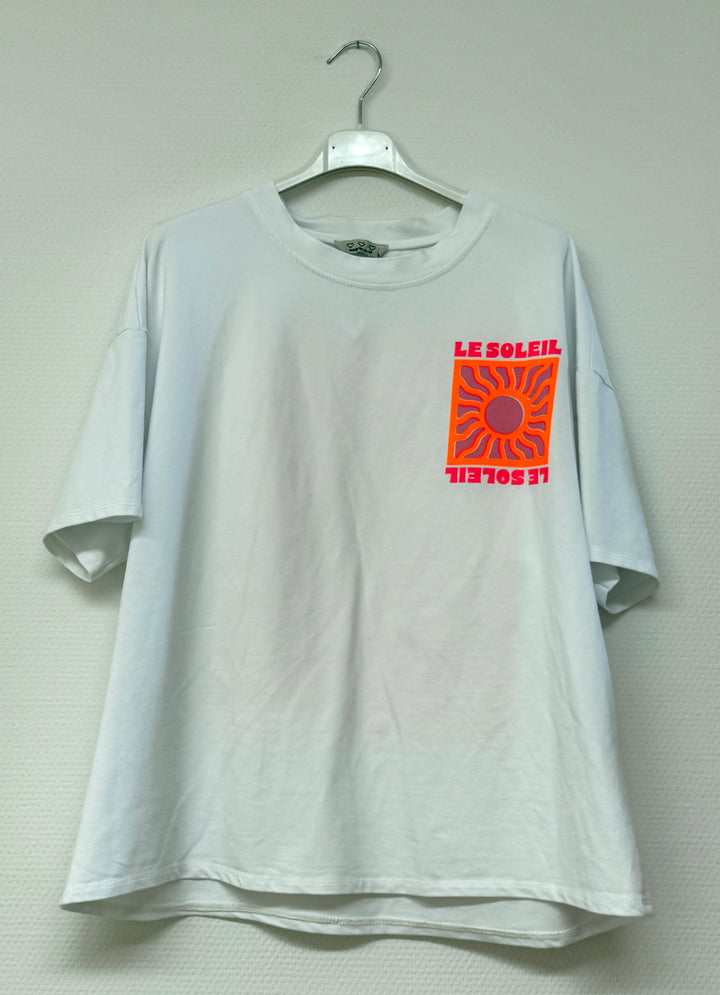 T-Shirt "Le Soleil" - weiß mit Neonprints