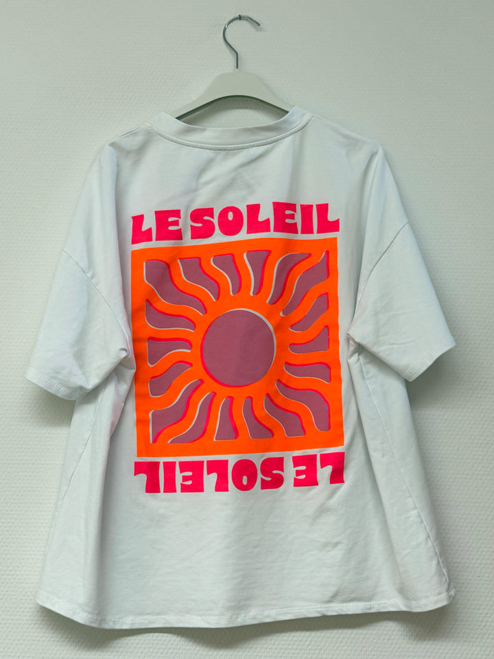T-Shirt "Le Soleil" - weiß mit Neonprints