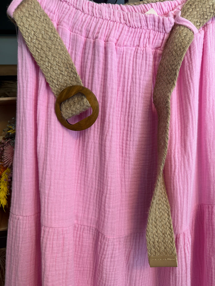 Maxirock mit Gürtel - rosa