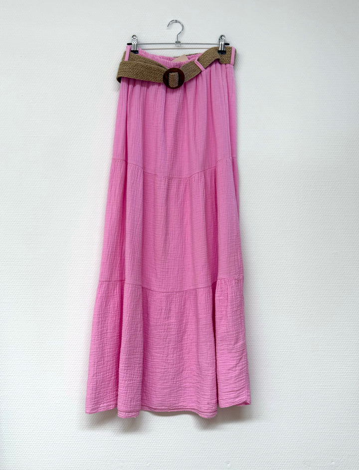 Maxirock mit Gürtel - rosa