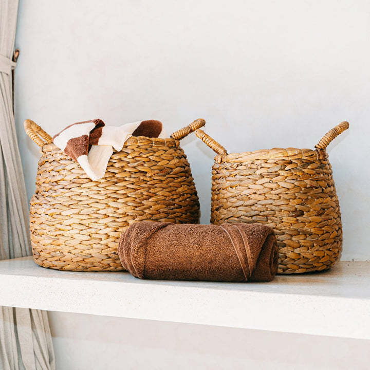 Boho Aufbewahrungskorb mit Griffen CITRA - geräumiger Dekokorb - Pflanzkorb - handgeflochtener Wäschekorb