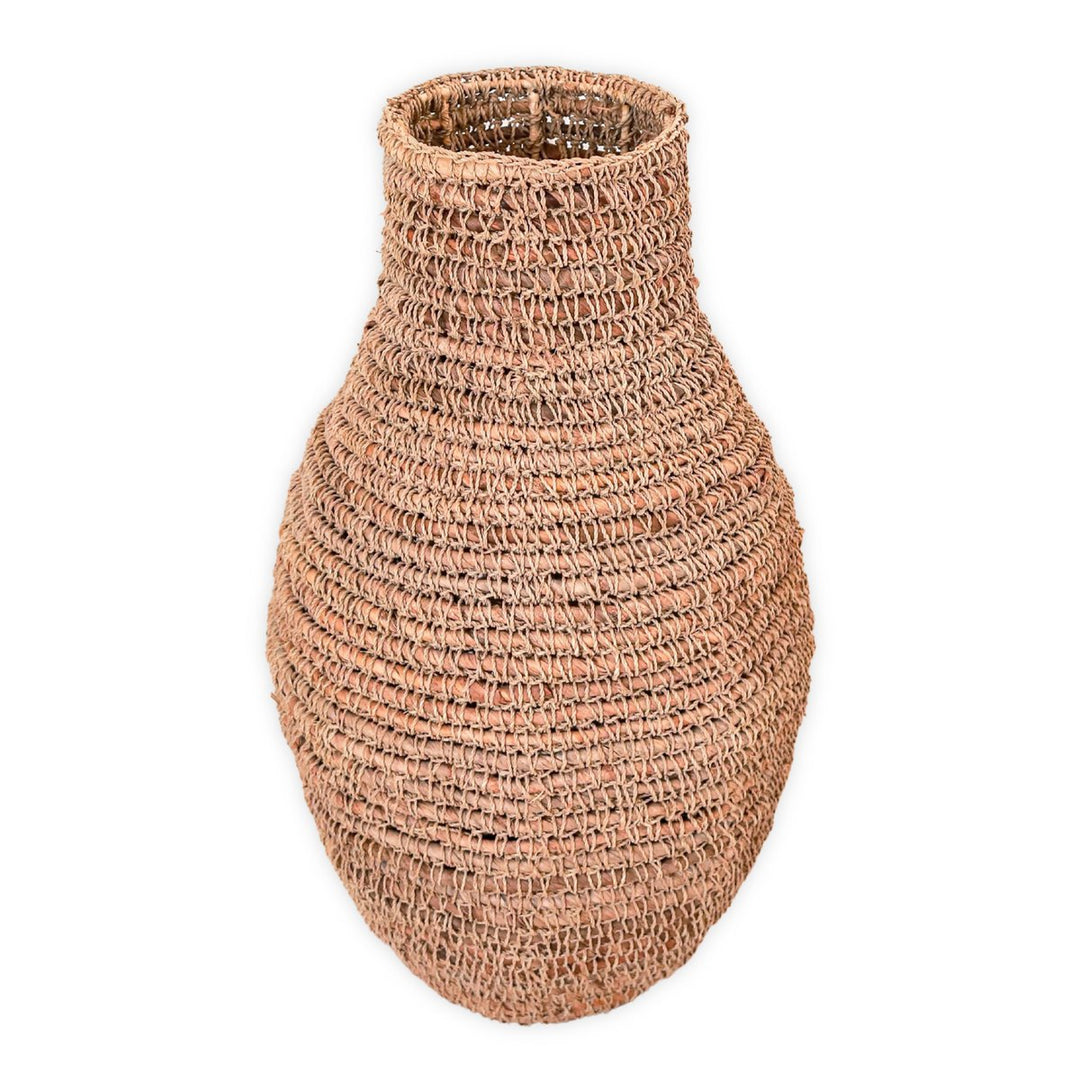 Bodenvase SAKRA – Handgefertigte Boho Vase aus Bananenfaser & Bast