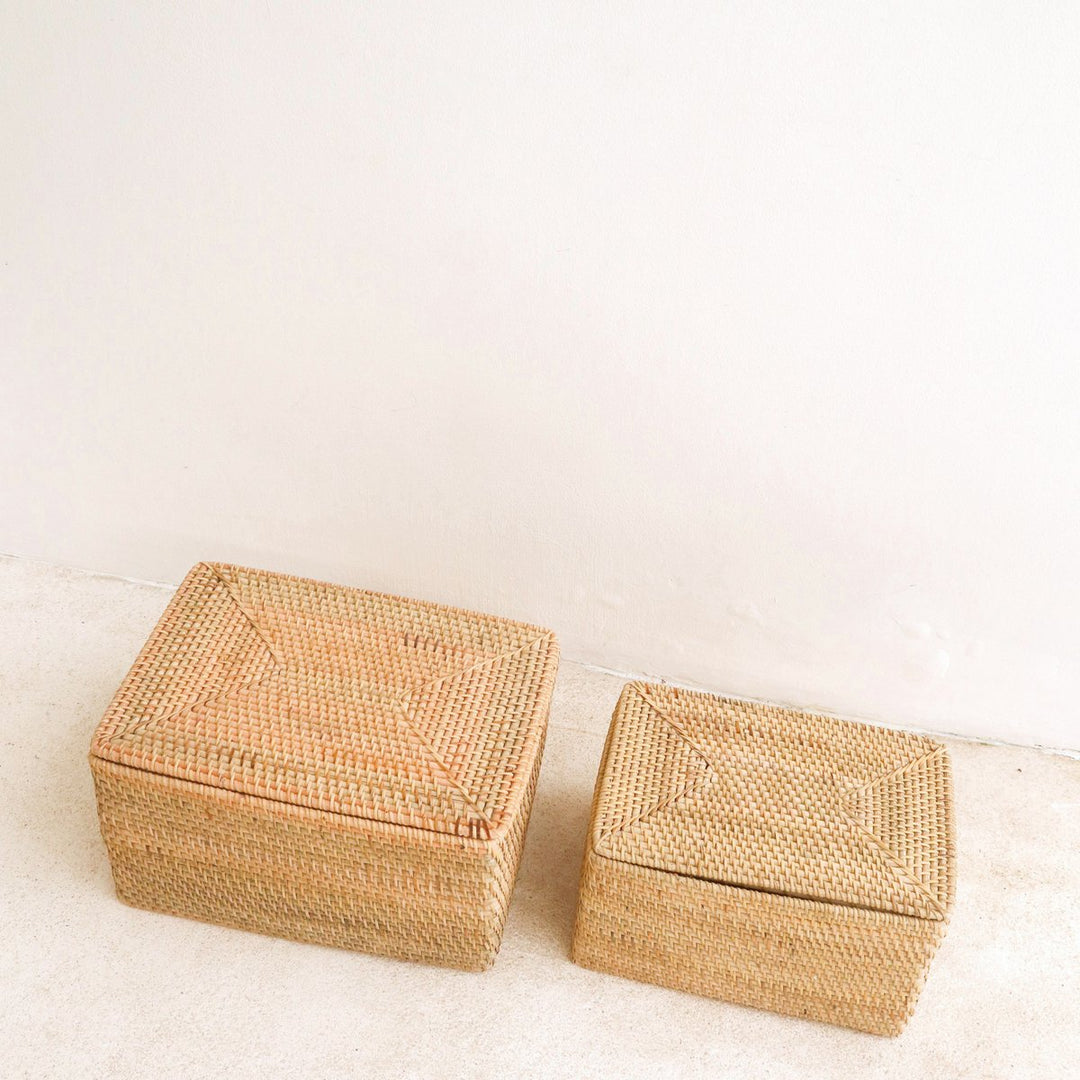 Regalkorb mit Deckel GRAHA - Aufbewahrungskorb – Boho Dekokorb