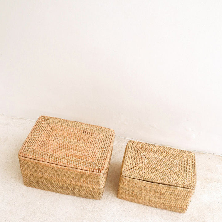 Regalkorb mit Deckel GRAHA - Aufbewahrungskorb – Boho Dekokorb