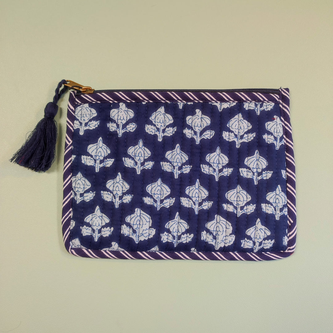 Kosmetiktasche Floral - dunkelblau
