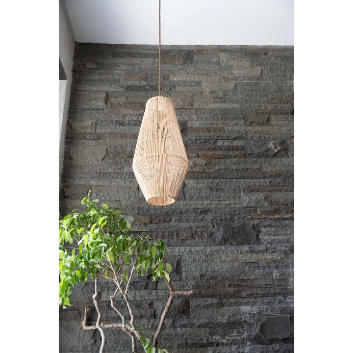 Der "Afrodisiac" Anhänger - Natur - M - Boho Lampenschirm aus Rattan