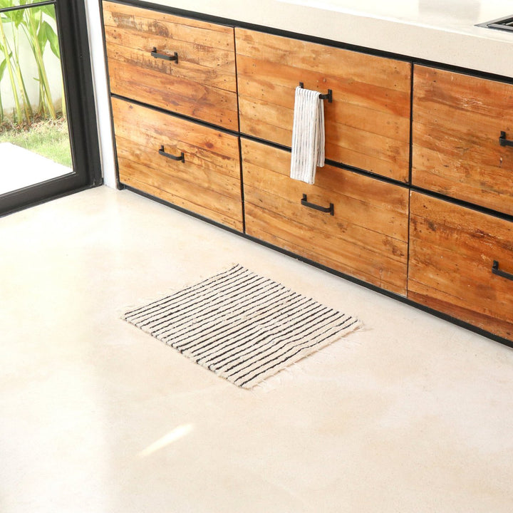 Baumwollteppich UNTUK – handgewebter Boho Läufer – Bettvorleger