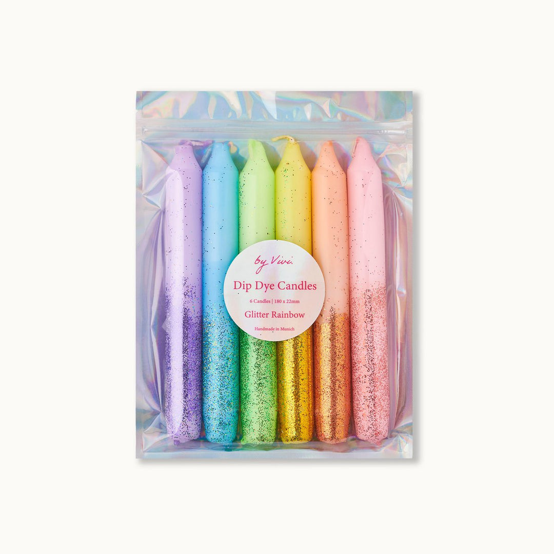 Dip Dye Kerzen: Glitter Rainbow Edition