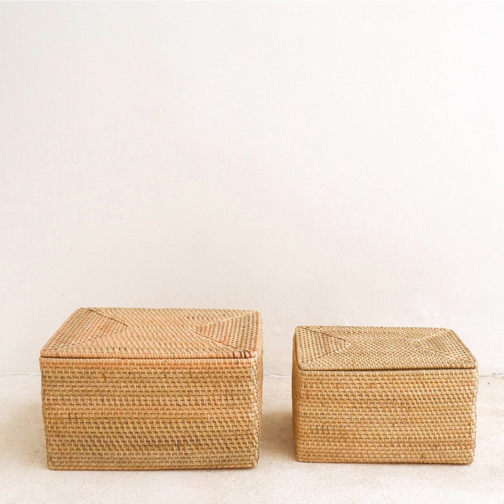 Regalkorb mit Deckel GRAHA - Aufbewahrungskorb – Boho Dekokorb