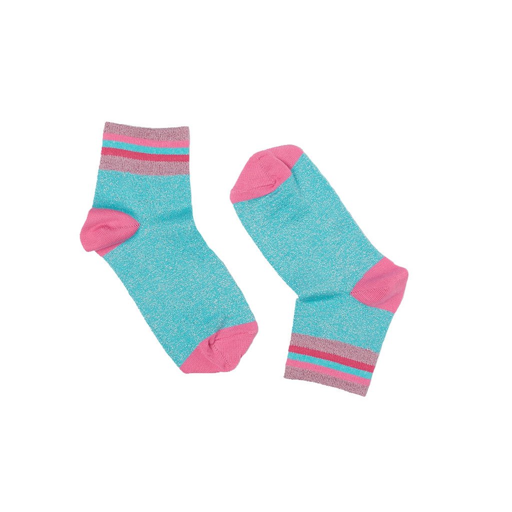 Socken Pink Stripe - Türkis