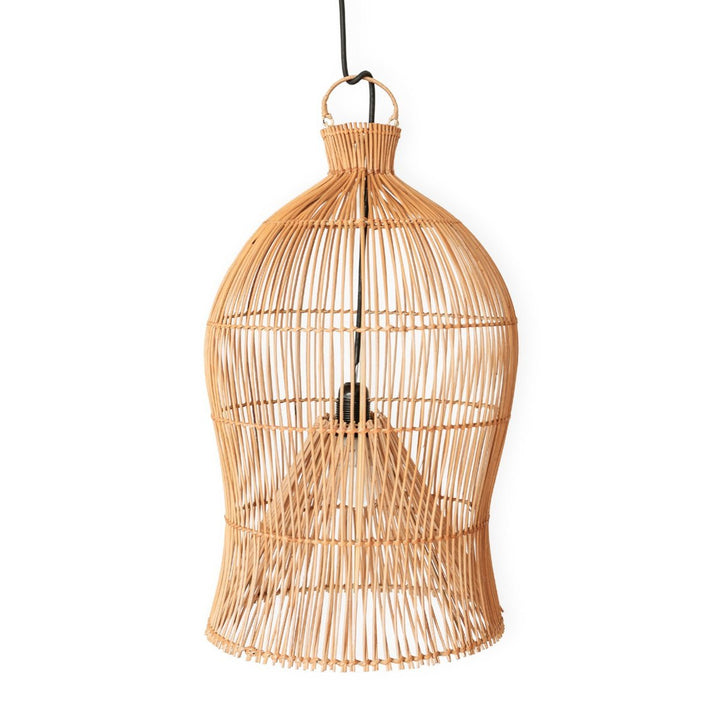 Handgefertigter Rattan-Lampenschirm MAHARA – Boho Deckenlampe