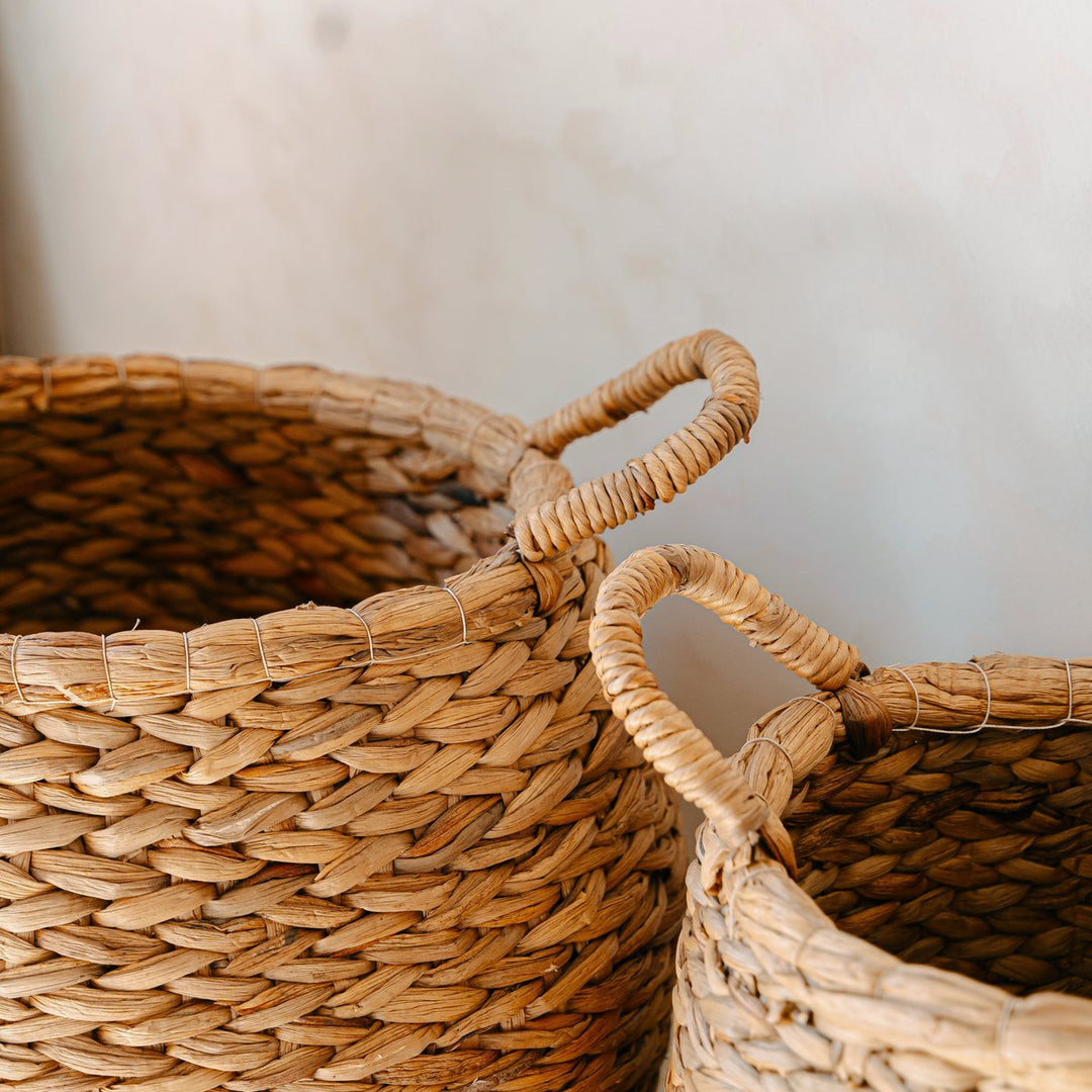 Boho Aufbewahrungskorb mit Griffen CITRA - geräumiger Dekokorb - Pflanzkorb - handgeflochtener Wäschekorb