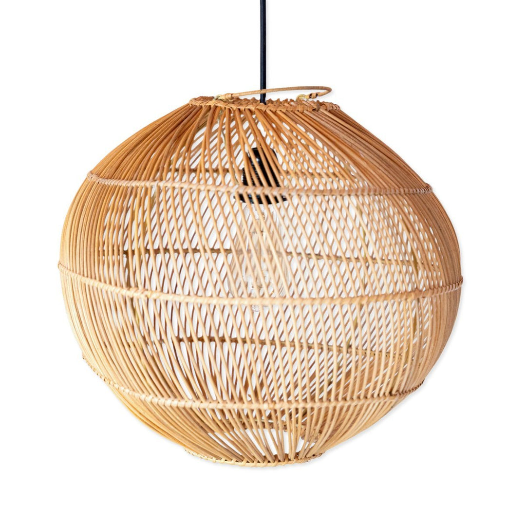 Handgefertigter Boho Lampenschirm KENCANA - Rattan Deckenleuchte - Hängelampe