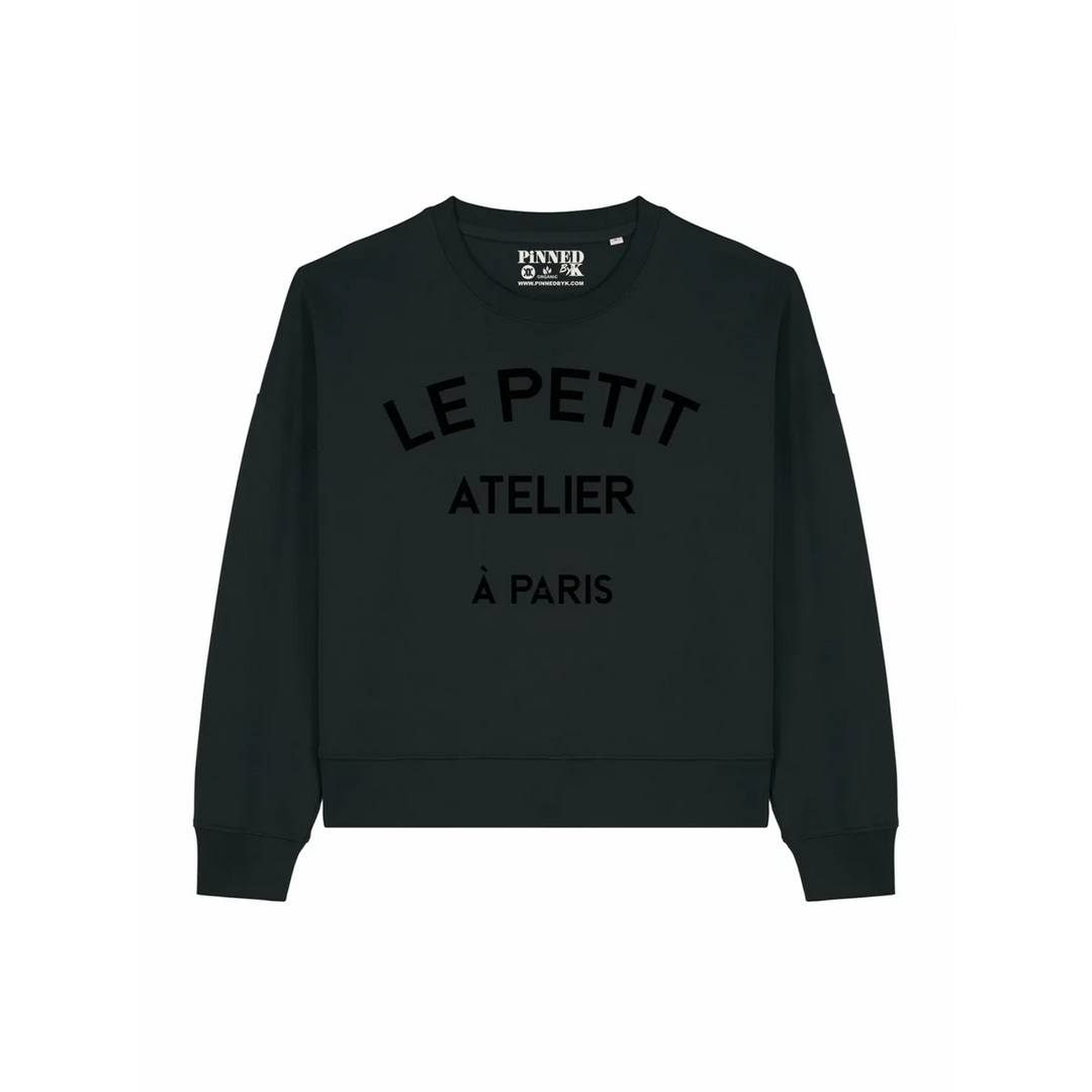 Kastenförmiger Pullover Le Petit Atelier aus schwarzem Samt