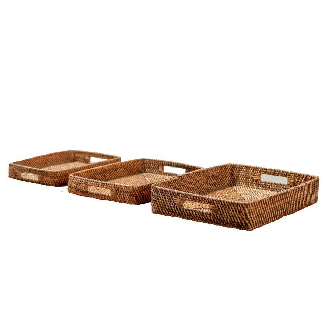 Boho Dekotablett AMAHAI – Handgefertigtes Serviertablett aus Rattan