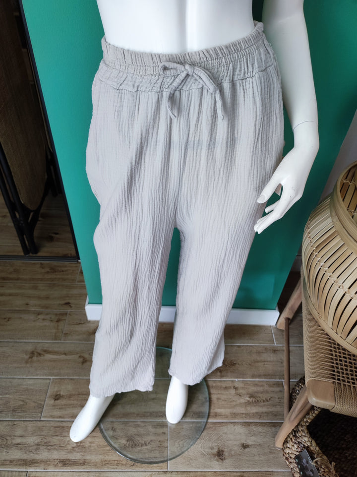 Boho Musselin-Hose – Leicht & Elegant / beige