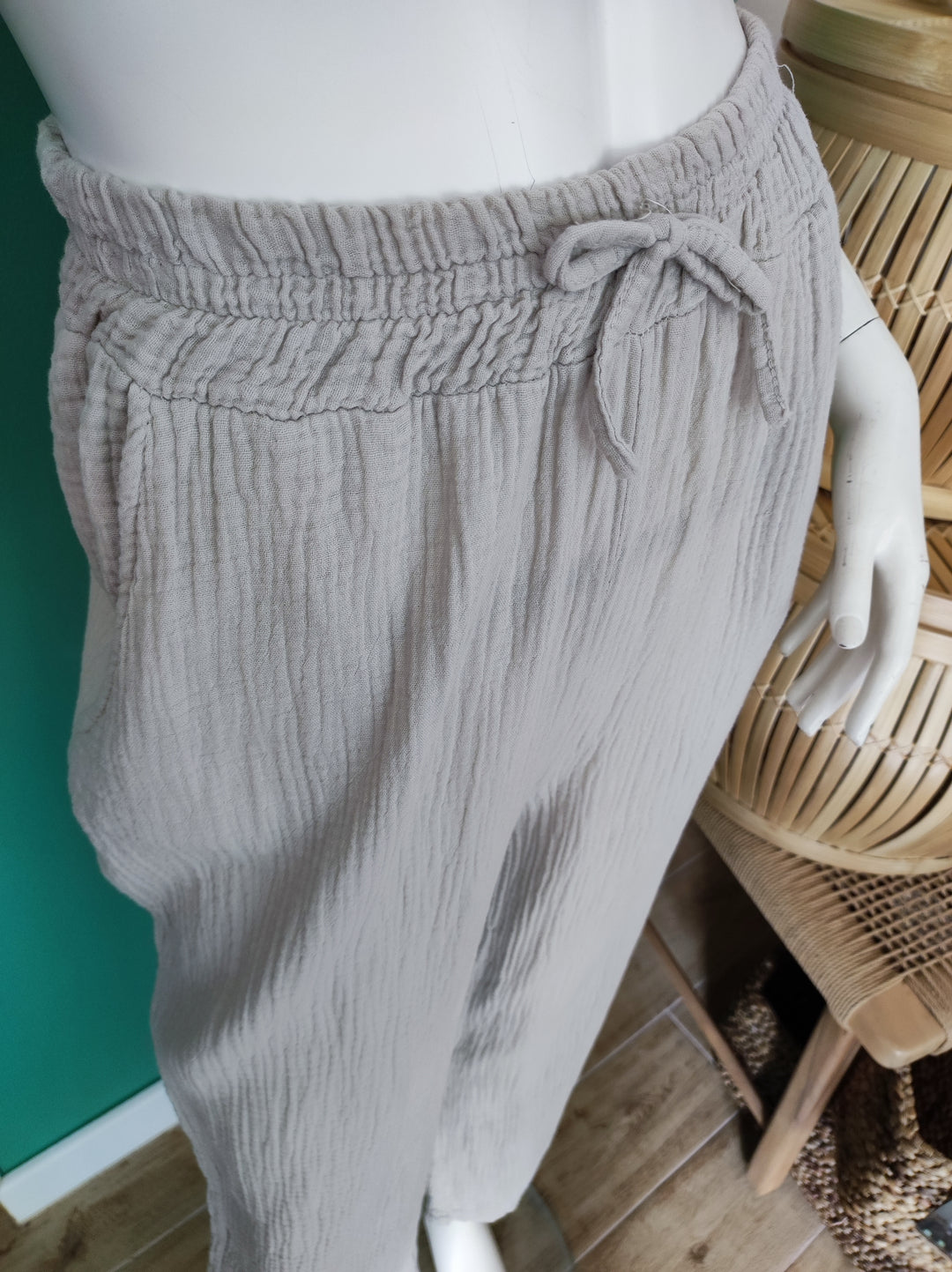 Boho Musselin-Hose – Leicht & Elegant / beige