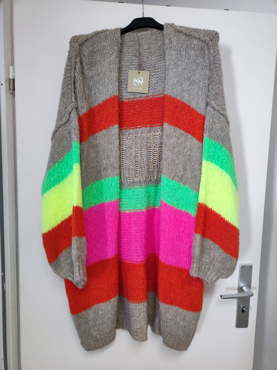 Cardigan / Strickjacke PEACE - beige / neon