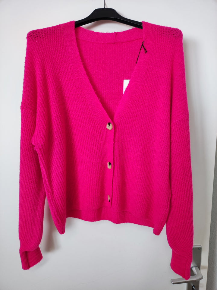 Cardigan / Strickjacke - pink / große Knöpfe