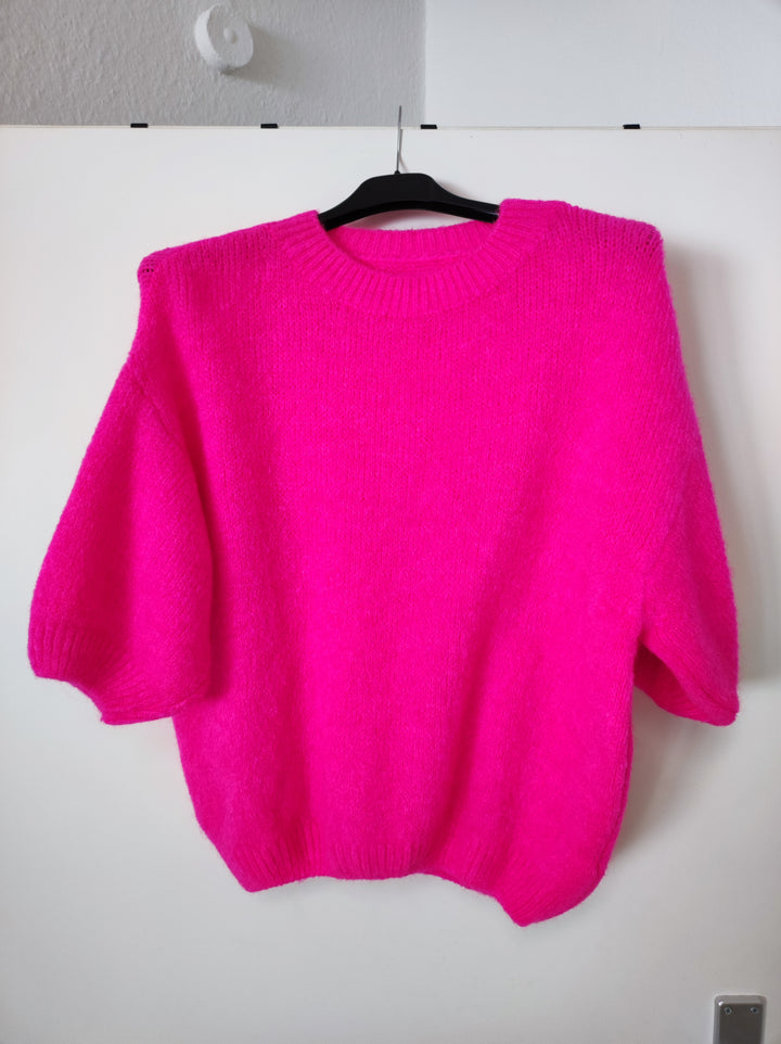 Pulli - flauschig - kurz - neon pink