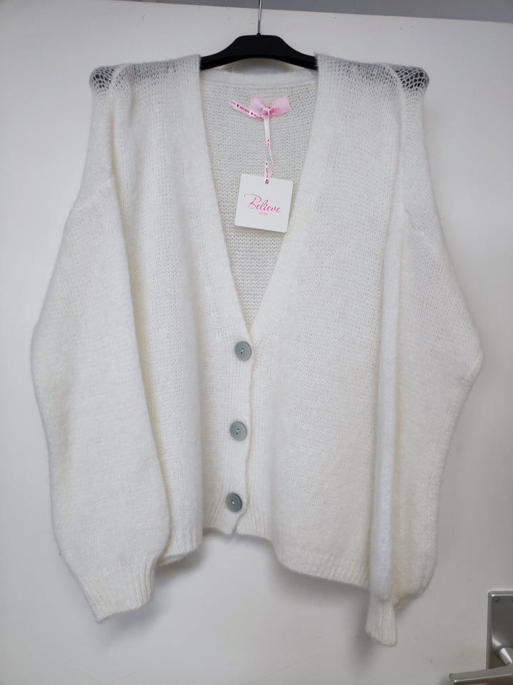 Strickjacke - Cardigan - weiß