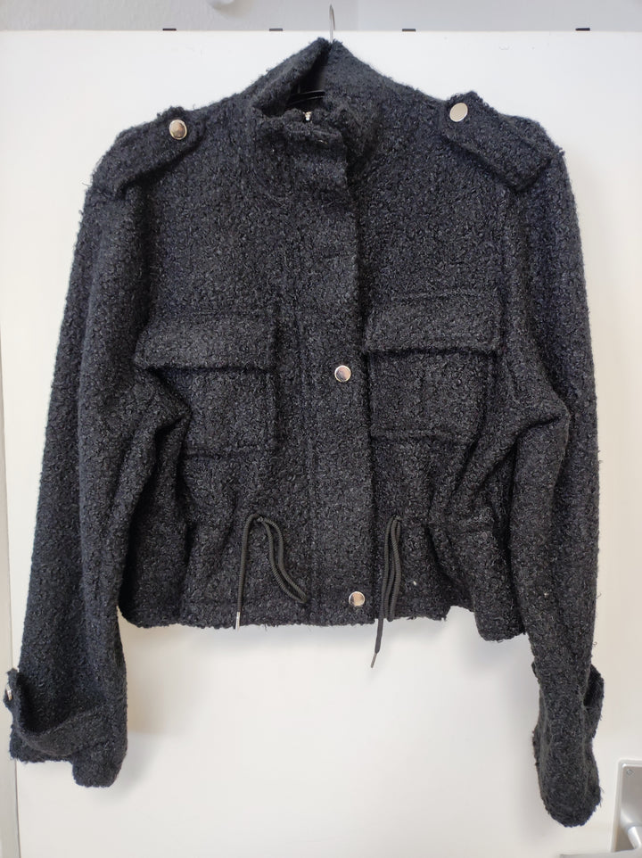 Jacke - Military-Style - Teddy - schwarz