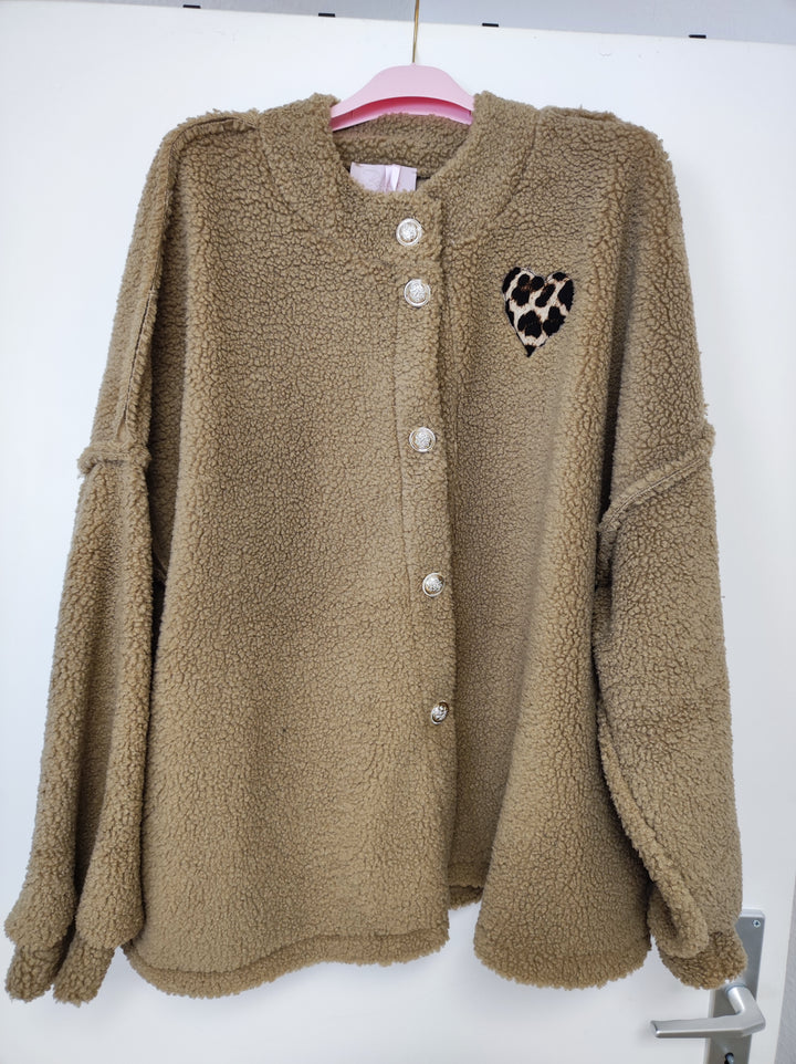 Jacke - Teddy - Leo-Herz - braun