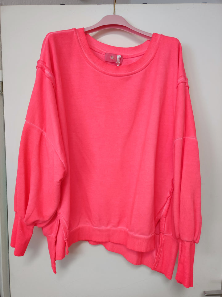 Pulli SPRAY Neonpink - weit, auffällige Nähte