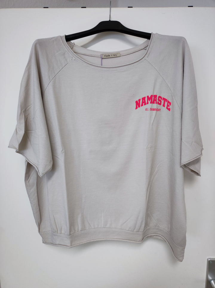 Shirt NAMSTE - sand neonpink - kurzarm