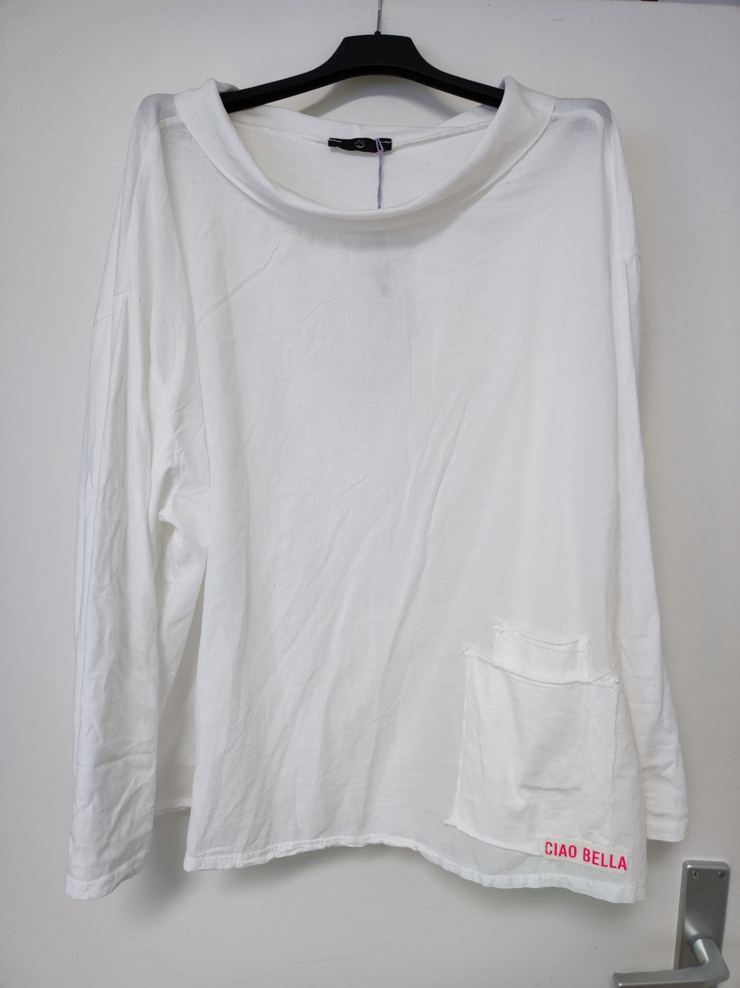 Shirt CIAO BELLA - weiß neonpink