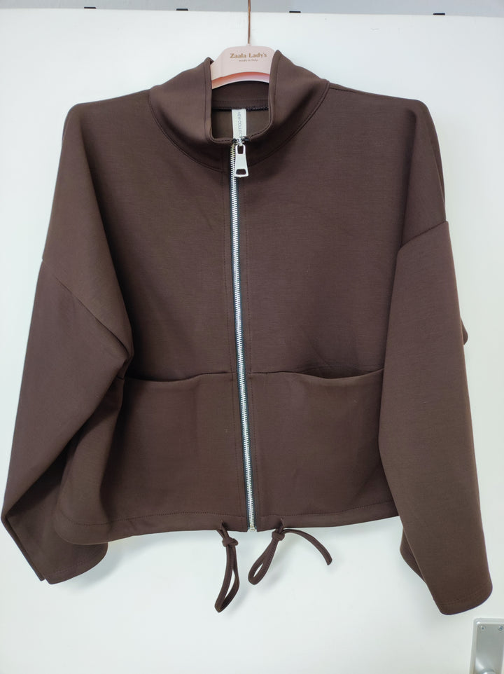Jacke / Trainingsjacke - dunkelbraun