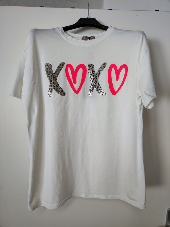 Shirt XOXO - Leo weiss-neonpink