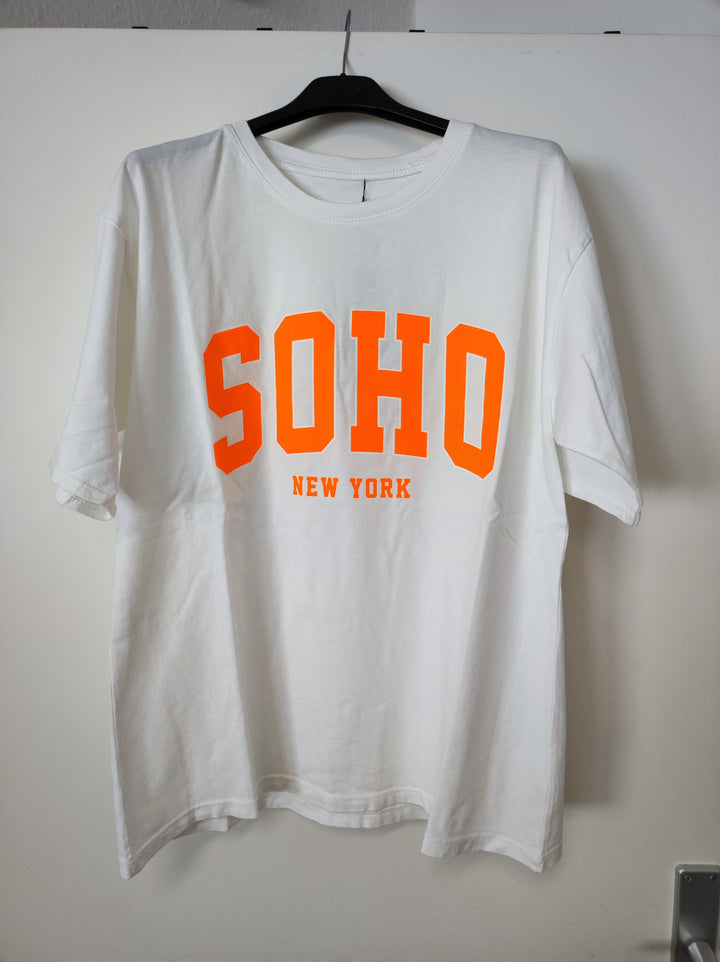 Shirt - SOHO - weiss-neonorange