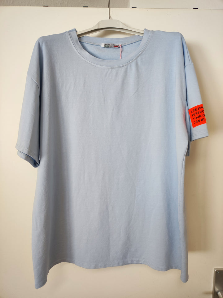 Shirt - hellblau - Statement Patch Neon Ärmel