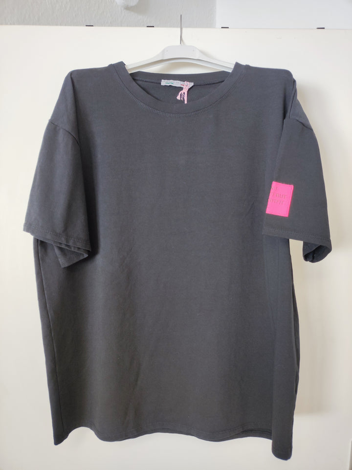 Shirt - schwarz - Statement Patch Neon Ärmel
