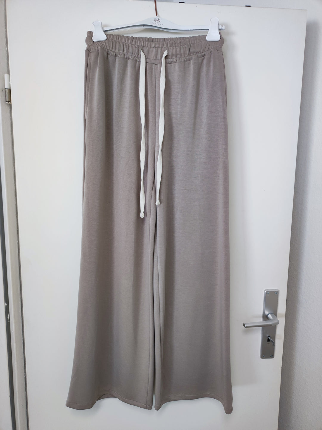 Hose - grau-beige - weites Bein, Kordelzug