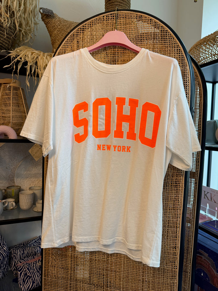 Shirt - SOHO - weiss-neonorange