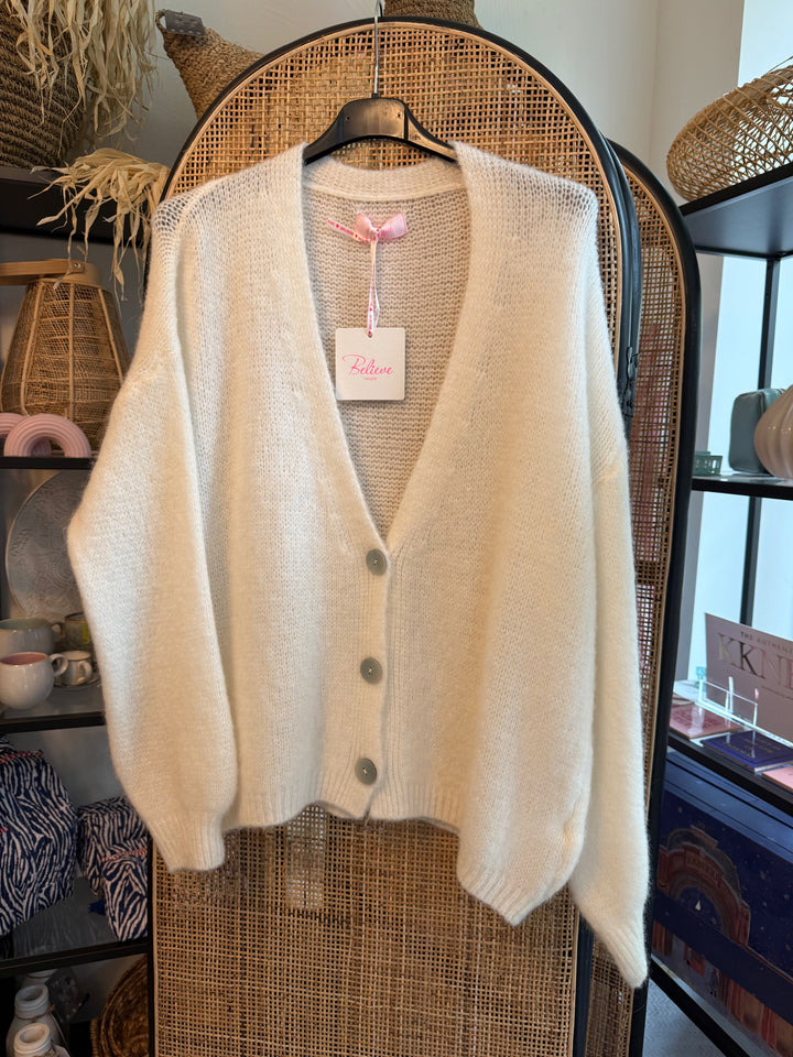 Strickjacke - Cardigan - weiß