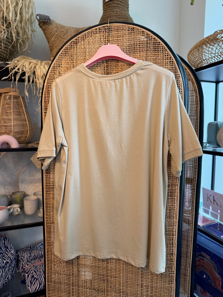 Shirt YOGA - beige-taupe neonorange