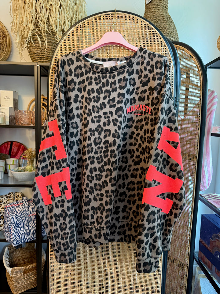 Pulli NAMASTE - Leo dunkel - neonpink