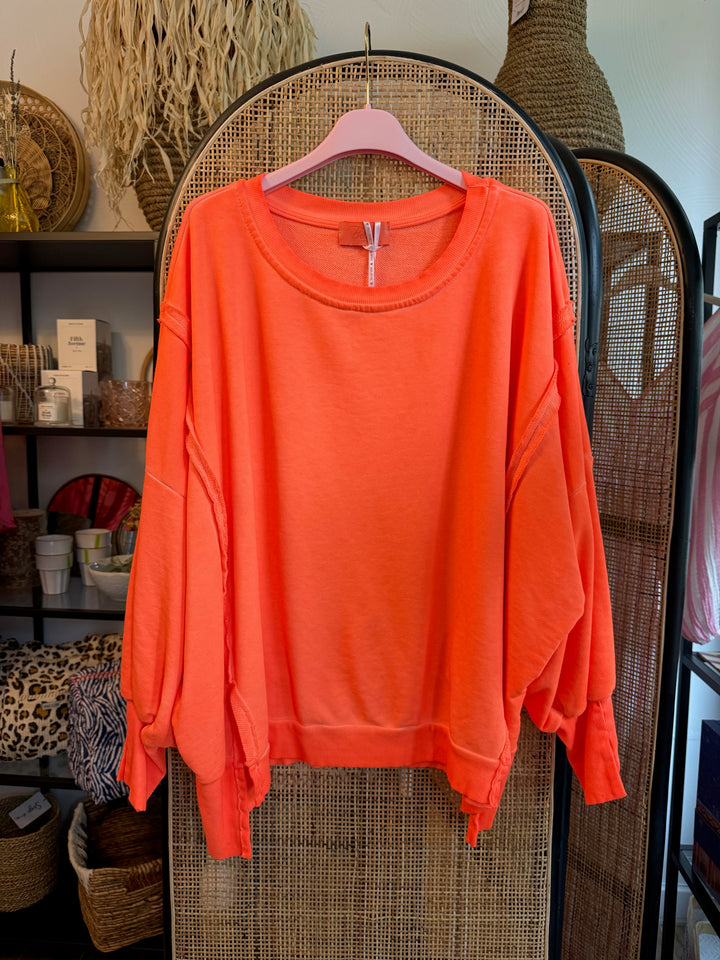 Pulli SPRAY Neonorange - weit, auffällige Nähte