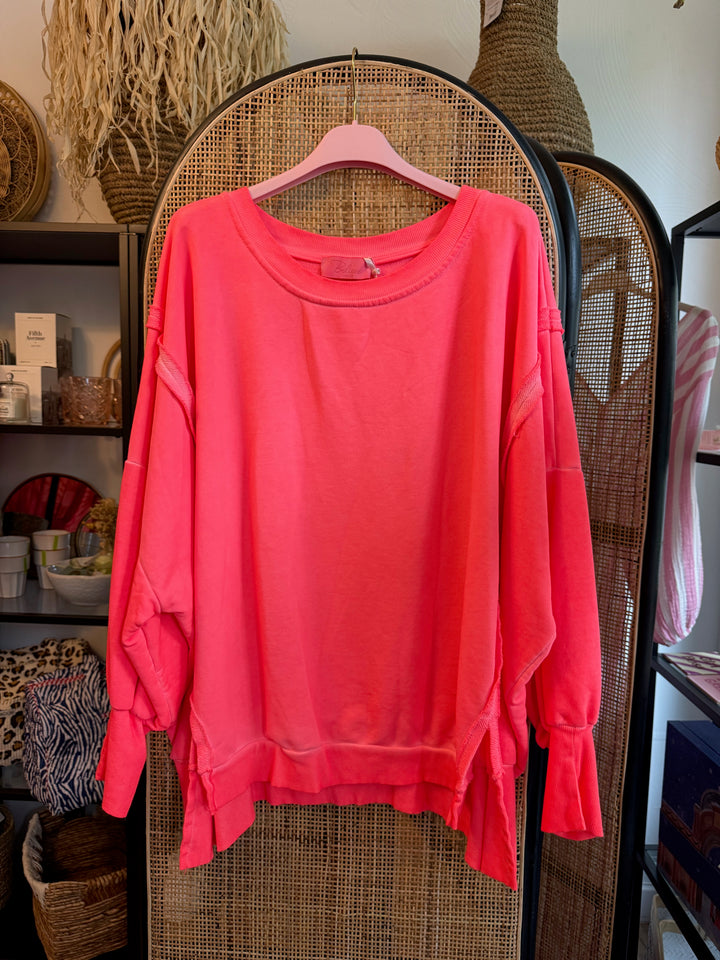 Pulli SPRAY Neonpink - weit, auffällige Nähte