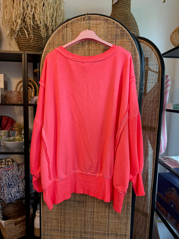 Pulli SPRAY Neonpink - weit, auffällige Nähte
