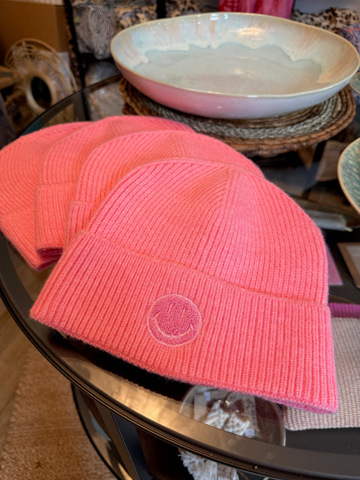 Mütze / Beanie - SMILEY - rosa
