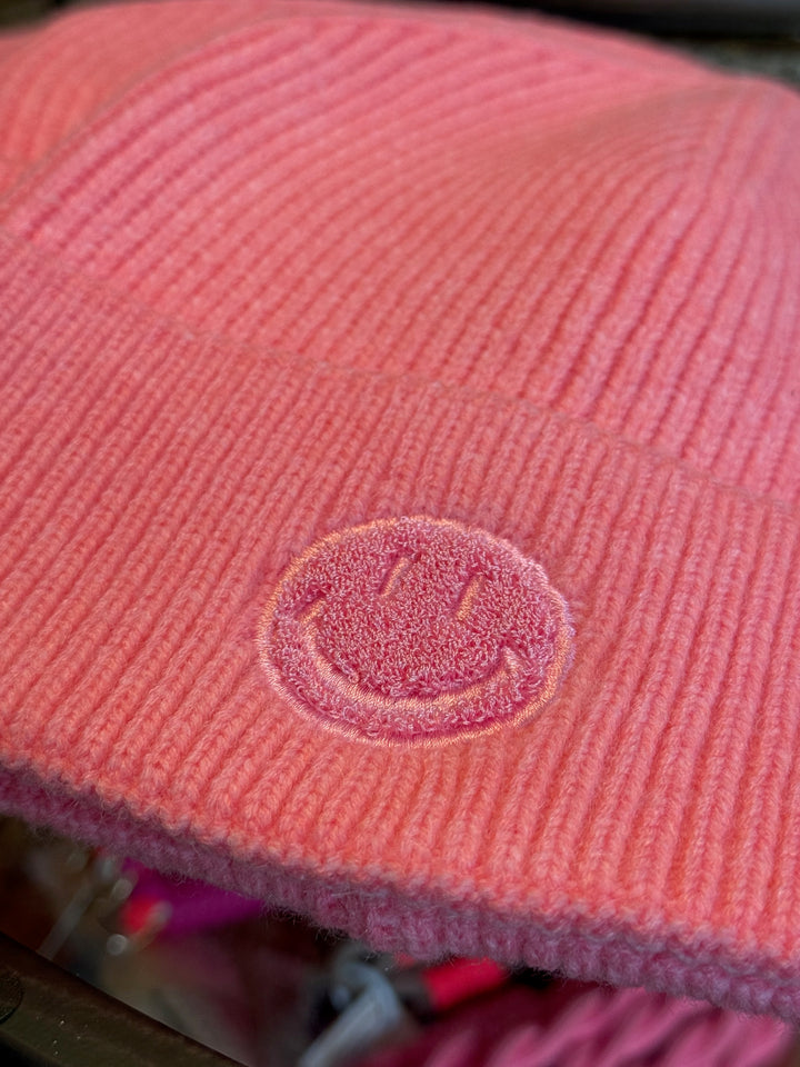 Mütze / Beanie - SMILEY - rosa
