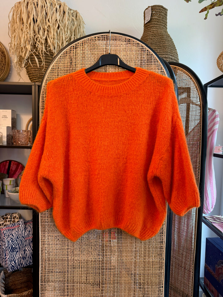 Pulli - flauschig - kurz - orange