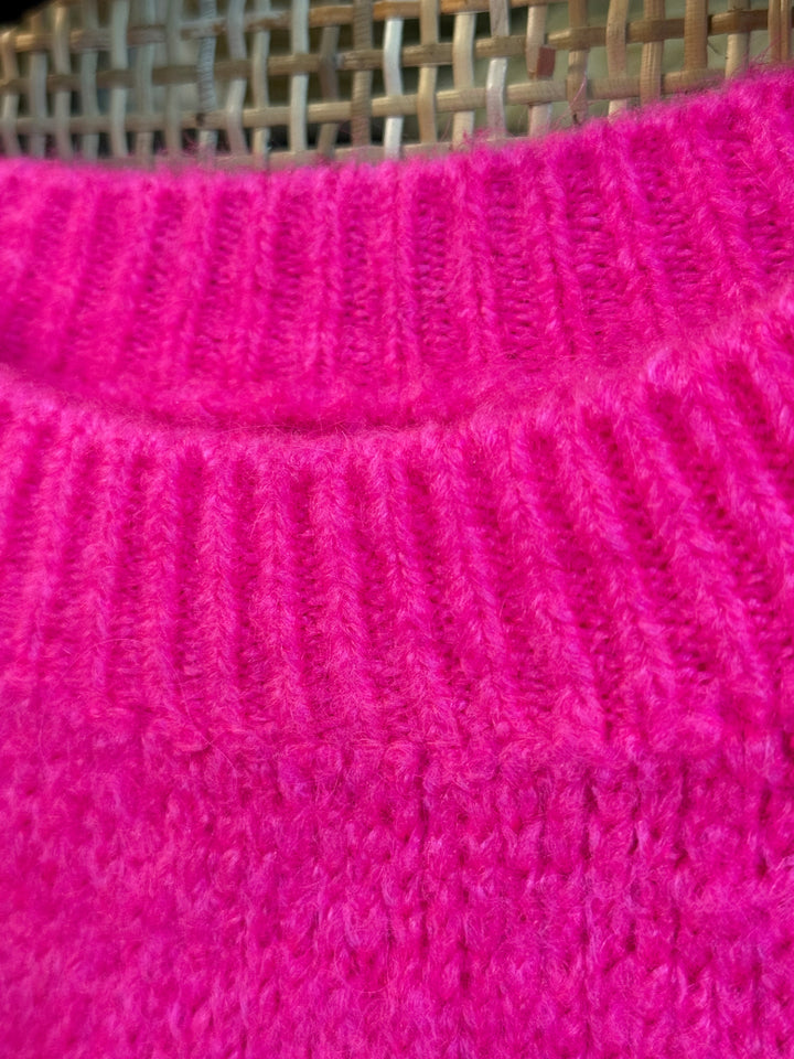 Pulli - flauschig - kurz - neon pink