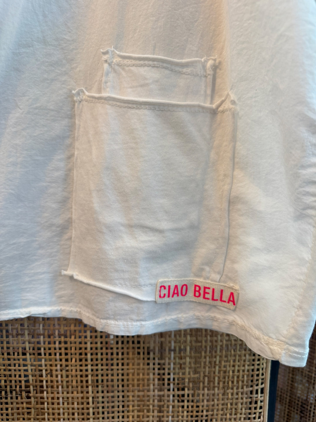 Shirt CIAO BELLA - weiß neonpink